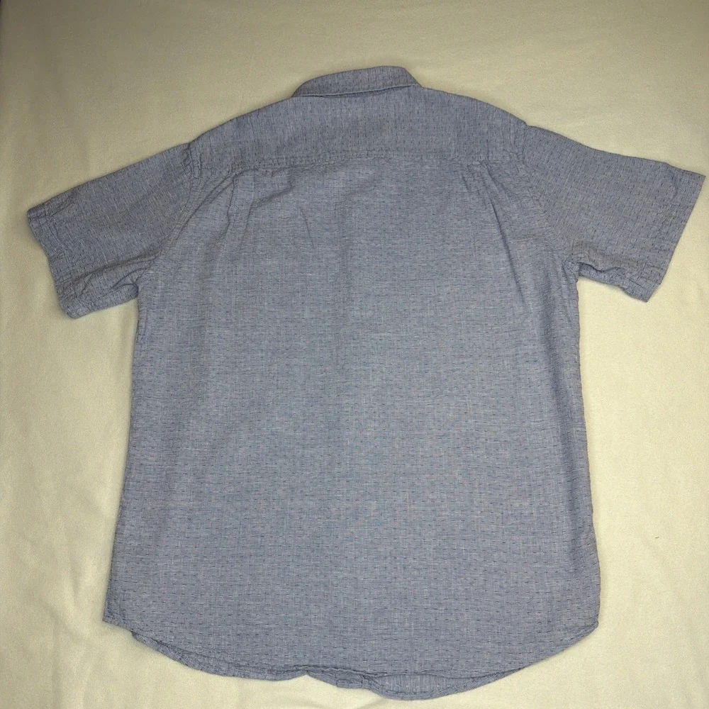 Weatherproof Vintage Men's Linen Blend Button Shirt Blue Short Sleeve L